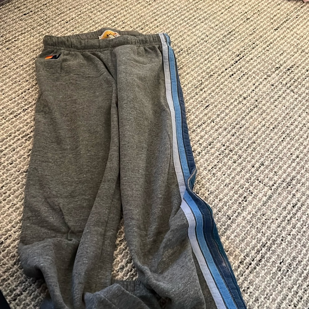 Aviator nation sweats grey w blue stripes